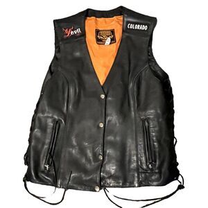 Milwaukee Leather Concealed Carry Black Embroider Motorcycle Biker Vest Womens M